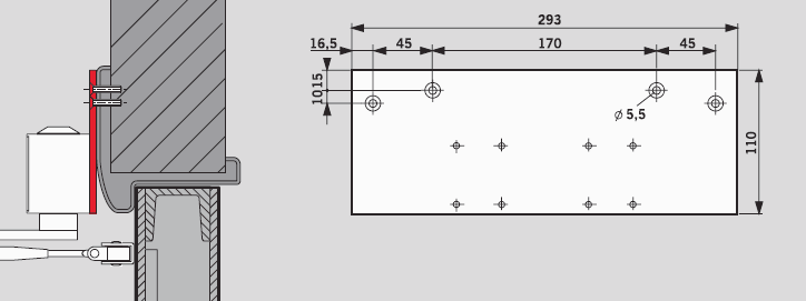 Монтажная скоба. Артикул №8359. Доводчик дверной DORMA TS-83
